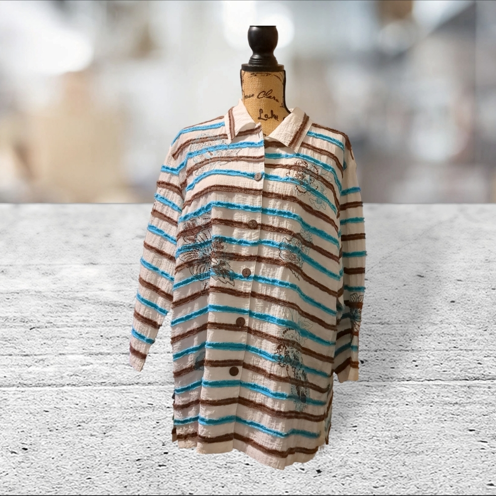 Multiples Button Down Linen Shirt/Jacket Size Xl - image 7